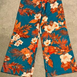 Womens Floral Wide Leg Dress pants